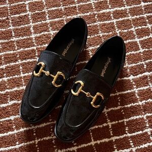 Jeffrey Campbell Black Loafers with Gold Accent